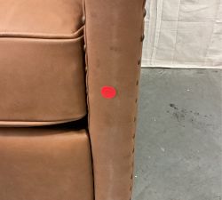 Open Box: Tyler Roll Arm Leather Manual Tall Recliner with Nailheads, Individual, 41&quot; - Aviator Umber, Espresso Legs