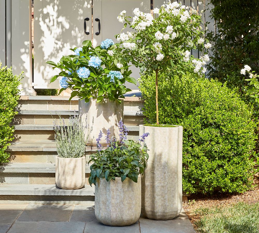 Modern Rustic Fluted Outdoor Planters