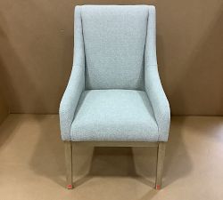 Open Box: York Upholstered Dining Armchair - Performance Boucle Pebble, Seadrift Legs