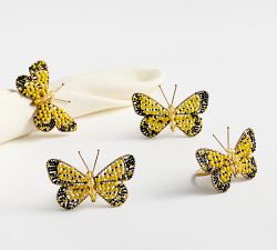 Beaded Butterfly Napkin Rings - Set of 4