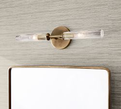 Cooper Ribbed Glass Double Tube Sconce (20")