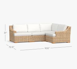 Huntington Wicker 4-Piece Slope Arm Outdoor Sectional (100")
