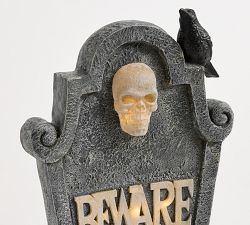 Lit Haunted Tombstone