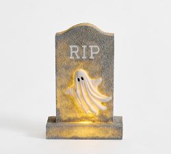Lit Haunted Tombstone
