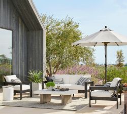 Pomona Concrete &amp; Acacia Rectangular Outdoor Coffee Table (50&quot;)