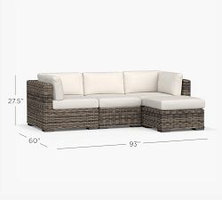 Huntington Wicker Square-Arm 4-Piece Outdoor Sectional (93")