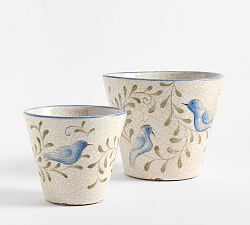 Handcrafted Bird Print Cachepots