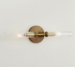 Cooper Ribbed Glass Double Tube Sconce (20")