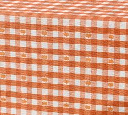 Pumpkin Gingham Oilcloth Tablecloth