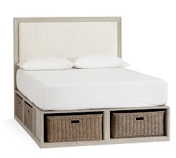 Stratton Storage Platform Bed &amp; Montgomery Headboard with Baskets