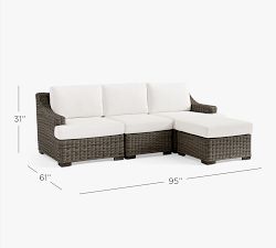 Huntington Wicker 4-Piece Slope-Arm Outdoor Sectional (95&quot;)