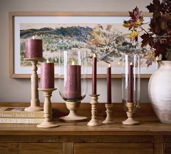 Kadence Turned Wood Hurricane Candle Holders