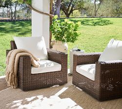 Torrey Wicker Square Arm Swivel Outdoor Lounge Chair