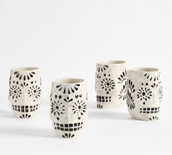Puebla Sugar Skull Cantarito Jars - Set of 4