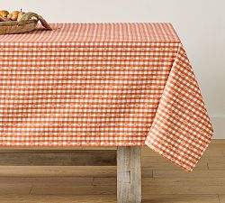 Pumpkin Gingham Oilcloth Tablecloth