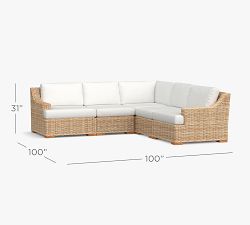 Huntington Wicker 5-Piece Slope Arm Outdoor Sectional (100&quot;)