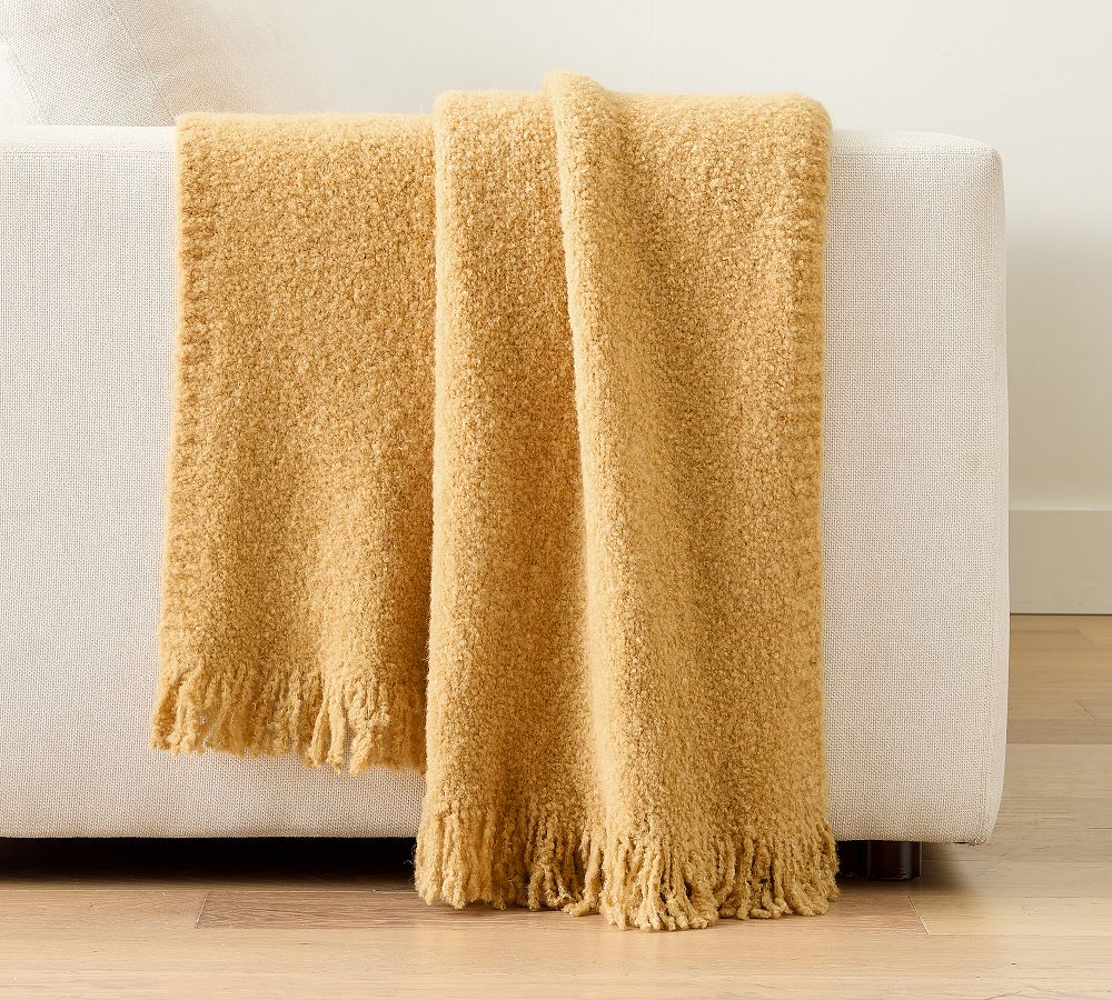 Boucle Knit Throw - Gold, 50" x 60"