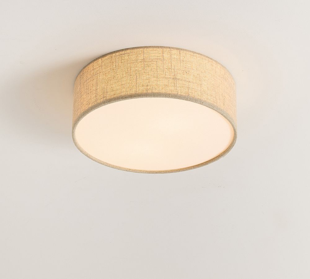 Linen Drum Flush Mount (12"-18") - Flax Linen, Small