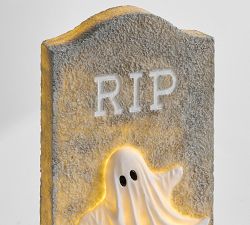 Lit Haunted Tombstone