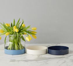 Handcrafted Color Block Vase and Tray Trio