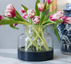 Handcrafted Color Block Vase and Tray Trio