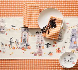 Pumpkin Gingham Oilcloth Tablecloth