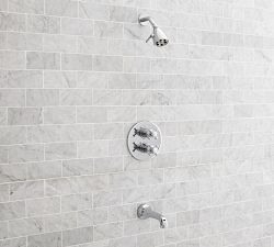 Victoria Cross Handle Thermostatic Bathtub &amp; Shower Set