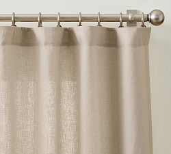 Open Box: Belgian Flax Linen Unlined Curtain, 100"W x 84"L - Dark Flax
