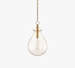 Open Box: Mayla LED Glass Pendant, Medium 12.5" - Brass