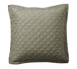 Open Box: Belgian Flax Linen Diamond Quilted Sham, Euro, Set of 3 - Loden