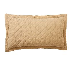 Open Box: Belgian Flax Linen Diamond Quilted Sham, King, Set of 2 - Harvest Gold