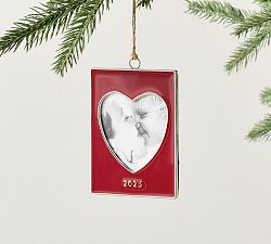 Open Box: Dated Enamel Frame Ornament Rectangle With Heart - Red
