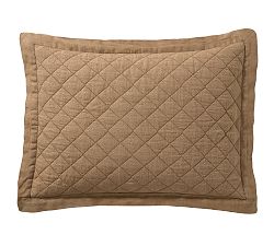 Open Box: Belgian Flax Linen Diamond Quilted Sham, Standard, Set of 2 - Toffee