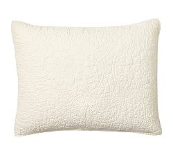 Open Box: Belgian Flax Linen Floral Stitch Quilted Sham, Standard, Set of 2 - Classic Ivory