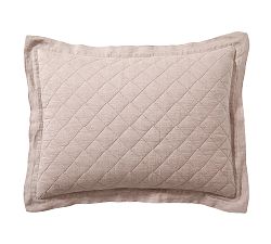 Open Box: Belgian Flax Linen Diamond Quilted Sham, Standard, Set of 3 - Smoky Quartz