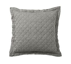Open Box: Belgian Flax Linen Diamond Quilted Sham, Euro, Set of 3 - Heathered Charcoal