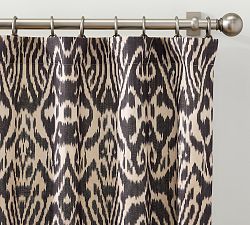 Open Box: Vega Ikat Linen Cotton Curtain, 50"W x 108"L -  Charcoal Multi