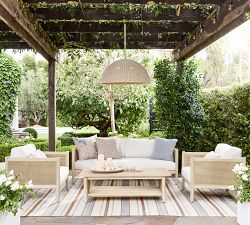 Marina Cane Rectangular Outdoor Coffee Table (52")