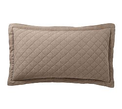Open Box: Belgian Flax Linen Diamond Quilted Sham, King, Set of 3 - Mocha