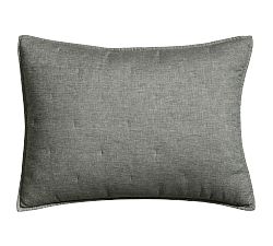 Open Box: Belgian Flax Linen Tufted Quilted Sham, Standard, Set of 3 - Heathered Charcoal