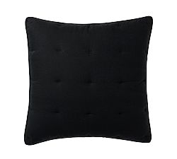 Open Box: Belgian Flax Linen Comforter Sham, Euro, Set of 3 - Black