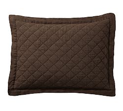 Open Box: Belgian Flax Linen Diamond Quilted Sham, Standard, Set of 2 - Dark Chocolate