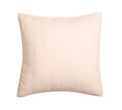 Open Box: Belgian Flax Linen Tufted Quilted Sham, Euro, Set of 3 - Soft Rose