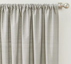 Open Box: Dupioni Silk Curtain, 104"W x 124"L - Platinum