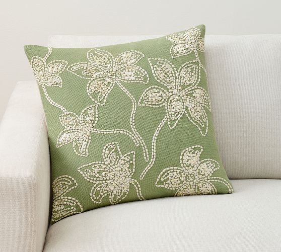 Asher Floral Embroidered Pillow
