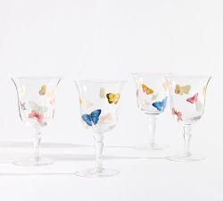 Butterfly Glass Goblets - Set of 4