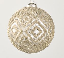 Silver and Gold Textured Glitter Ornament