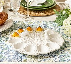 Floral Bunny Stoneware Deviled Egg Platter