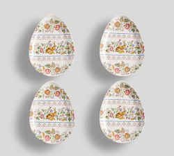 Botanical Bunny Stoneware Egg Appetizer Plates - Set of 4