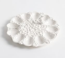 Floral Bunny Stoneware Deviled Egg Platter